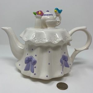 Vintage Telaflora White China Tea Party Teapot